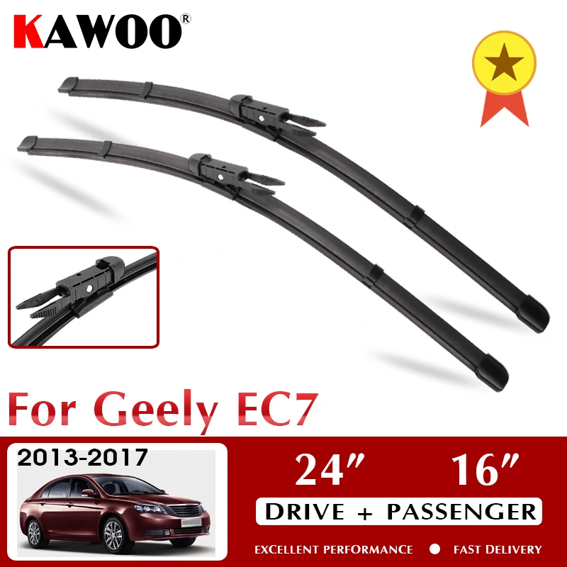 

KAWOO Wiper Front Car Wiper Blades For Geely EC7 2013-2017 Windshield Windscreen Front Window Accessories 24"+16" LHD RHD