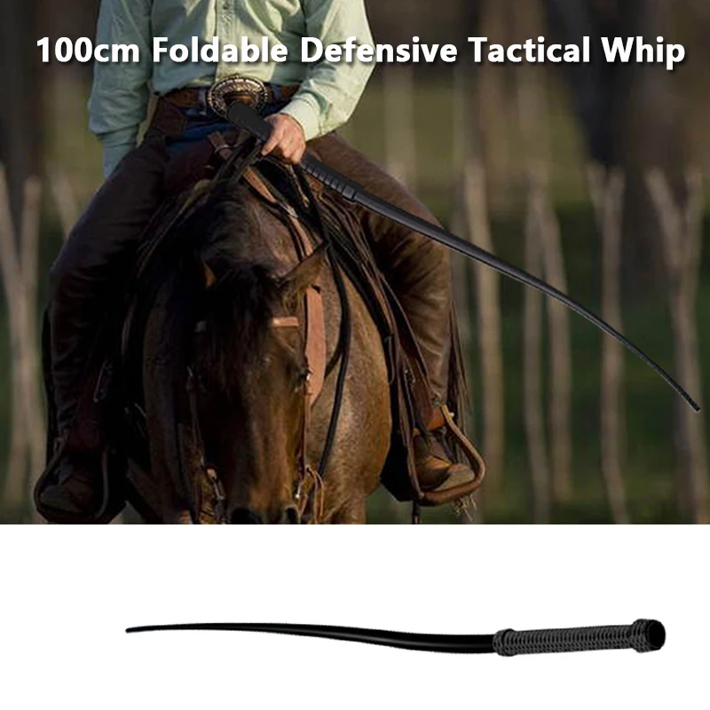 Riding Whip Hard Whip Horse Riding Whip Rubber Whip Handmade Whip Self-Defense for Outdoor Foldable Whip EDC Elastic Tool