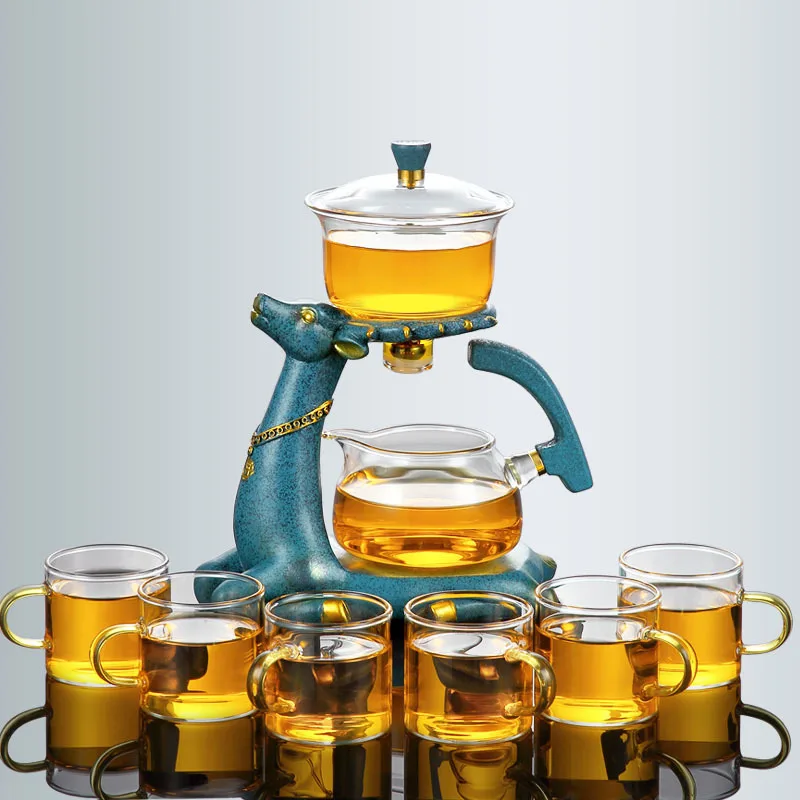 Yilu Has Your Automatic Tea Set Sets Japanese-Style Complete Set Lucky Deer Continuous Set Glass Cup Set Resistant Glass Tea Set