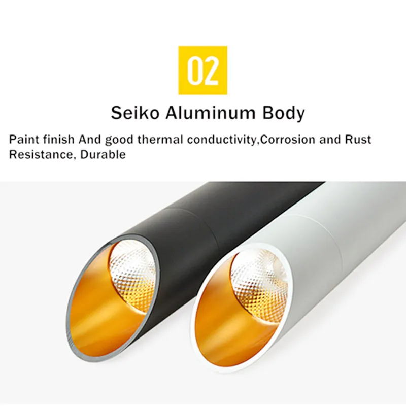 Dimmable Cylinder LED Downlight 7W 12W 15W Surface Mounted COB Spotlight AC85-265V Ceiling Installation in Living Room Bedroom