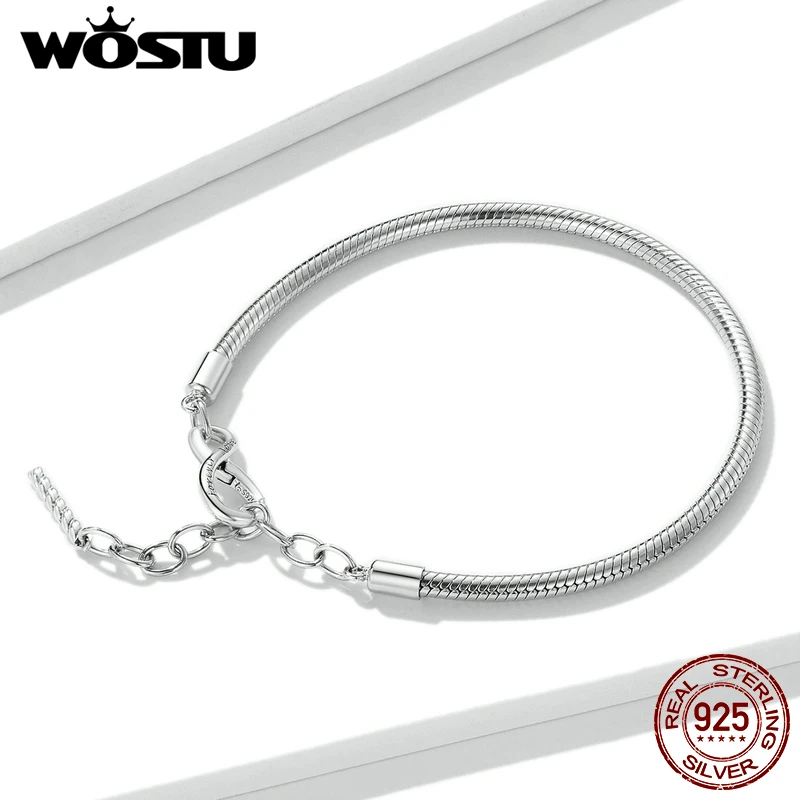 Genuine 100% 925 Sterling Silver Simple Infinity Love Fit Bracelet For Women Men Original Fine Jewelry CTB085