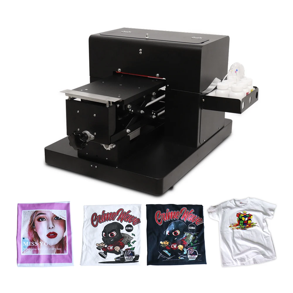 T-Shirt Printer A4 DTG Flatbed Printer Multicolor For Dark And Light Clothes Printing With Textile ink