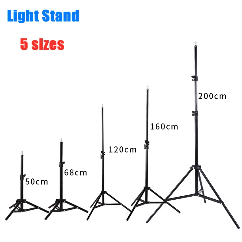 

50/120/200CM Photography Studio Adjustable Light Stand Photo Tripod With 1/4 Screw Head For Flash Umbrellas Reflector Lighting