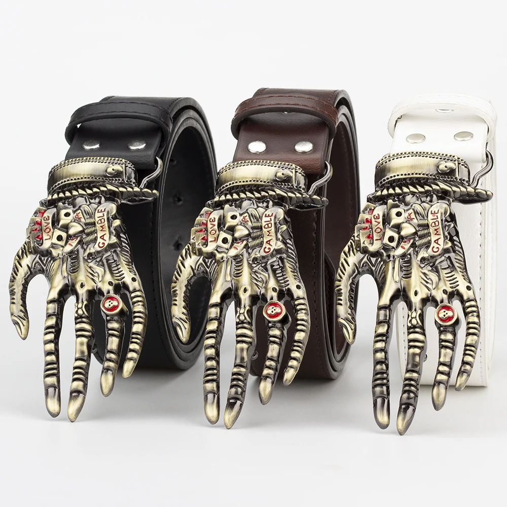 Gripper Buckle Alloy Individuality Tide's Black Belt Young Men Leisure Hand Paws for Men Love Gamble