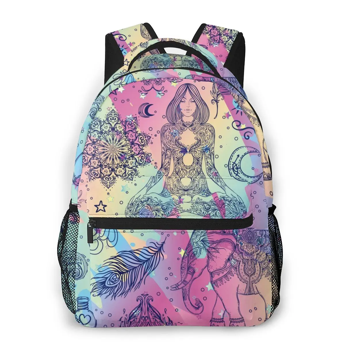 

Boho Rainbow Ornamental Hippie Print Backpack for Women, Fashion Shoulder Bag for Teenage Girl Bagpack