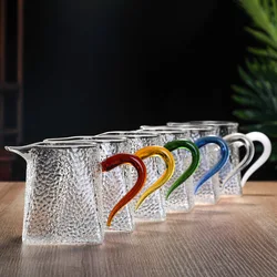 Heat-Resistant Glass Tea Cup, Creative Square Bottom Teacups, Milk Coffee Pot, Water Jug, Kitchen Container, Hammer Texture