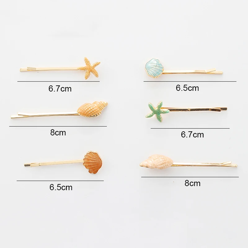 Summer Ocean Shell Starfish Hair Clip Pin Metal Hair Clips For Women Girl Scrunchies Hair Pins Handwear Beach Jewelry Gifts