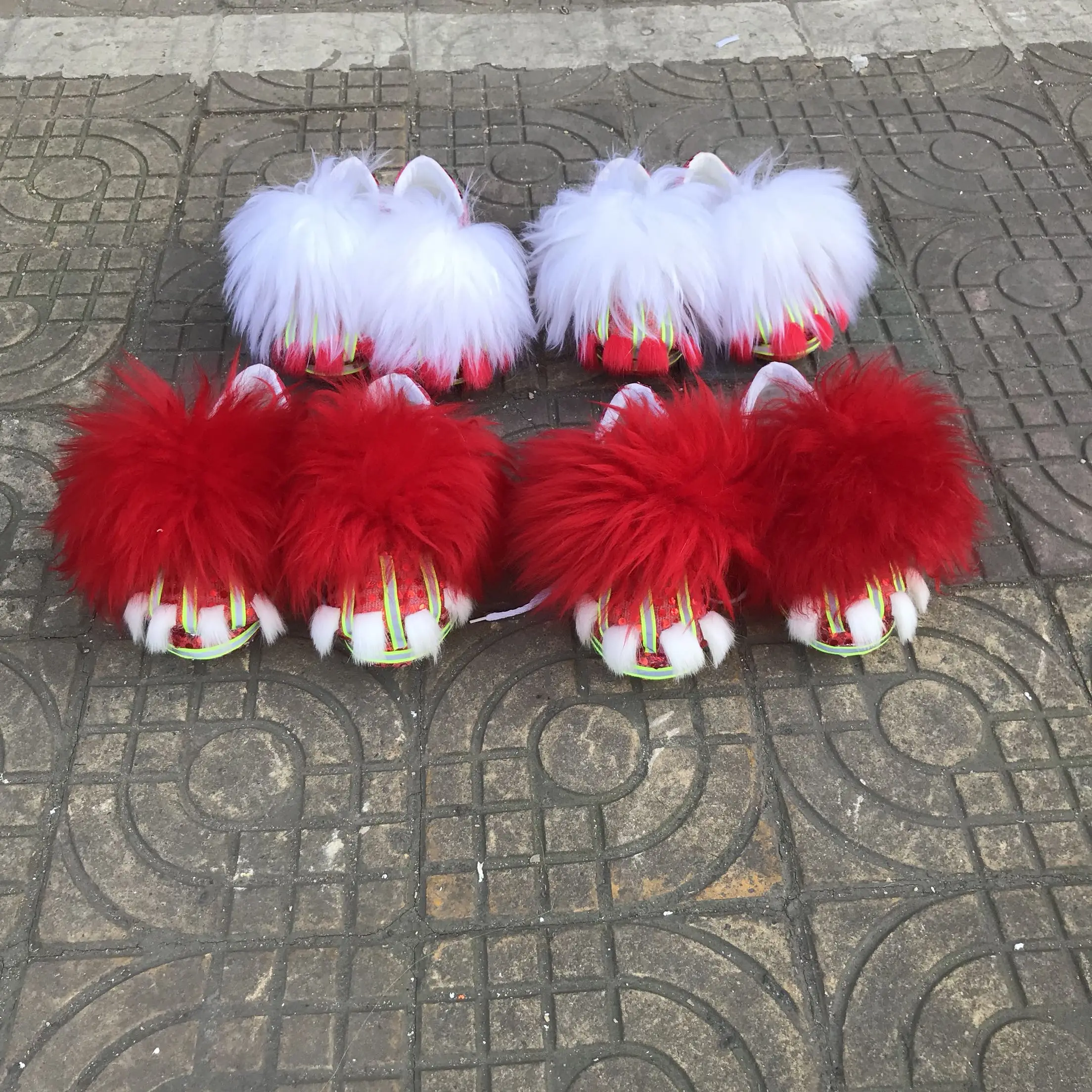 Wool Lion Dance Shoes Mascot Costume Wool Chinese Folk Art Southern Lion Two Adults Cosplay Party Game Advertising