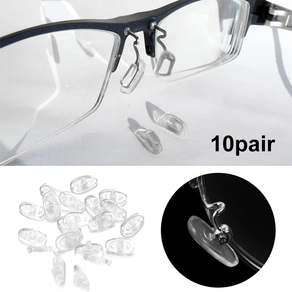 10Pair Extra Soft Silicone Nose Pads For Glasses 13mm Spectacles Non Slip Transparent Screw-in Nosepads Eyewear Accessories