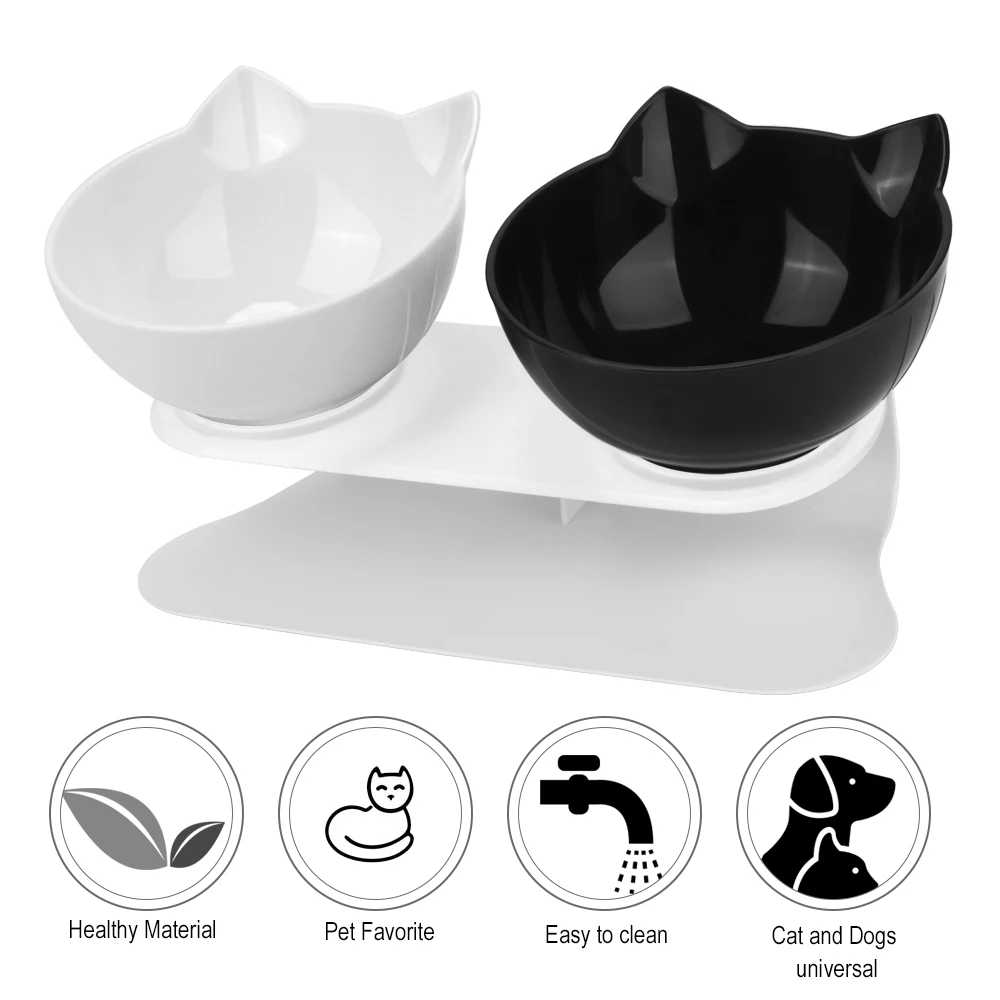 Non-slip Pet Supplies Pet Food Water Feeder Protection Cervical Cat Bowl Dog Bowl Durable Double Bowls