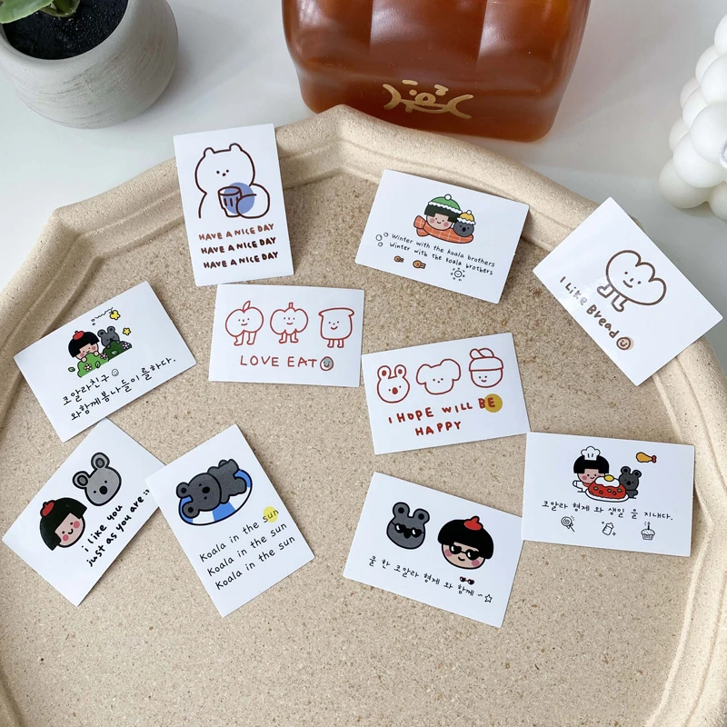 10 Sheets Korean Cute Sticker Mushroom Head Girl Koala Notebook Mobile Phone Case Laptop Sealing Decorative Sticker Stationery