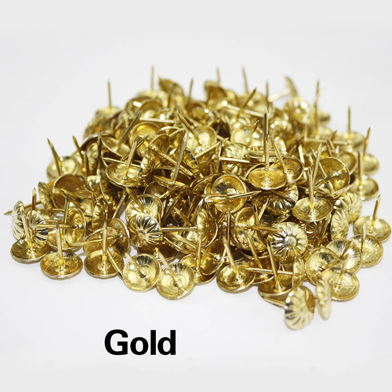 50Pcs Oro In Ottone Decorativi Chiodi Chiodi Applicato Contenitore di Regalo Dei Monili Tavolo Simboli Ferramenta Per Mobili Strumenti di