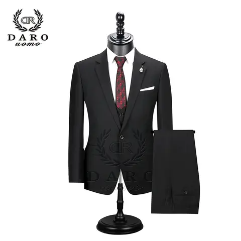 2023 DR DARO UOMO 남성 정장 비즈니스 작업 및 잡초 착용을 위한 슬림핏 3Pcs 세트 DRV6158