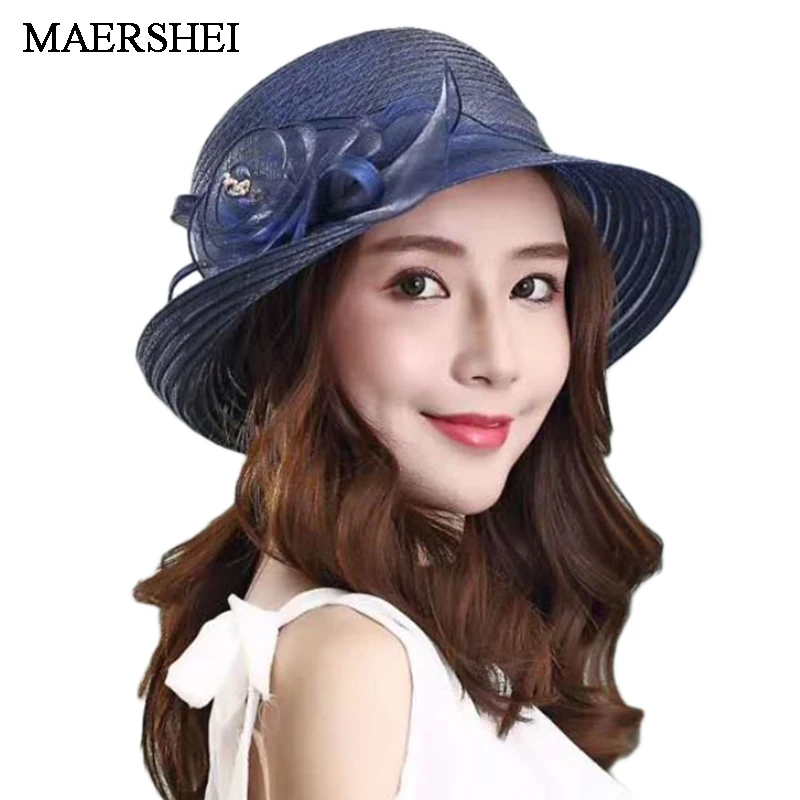 

MAERSHEI Summer Organza Sun Hats For Women Flowers Beach Cap Newest Casual Elegant Ladies Sun Protection Caps Fashion Floral Sun