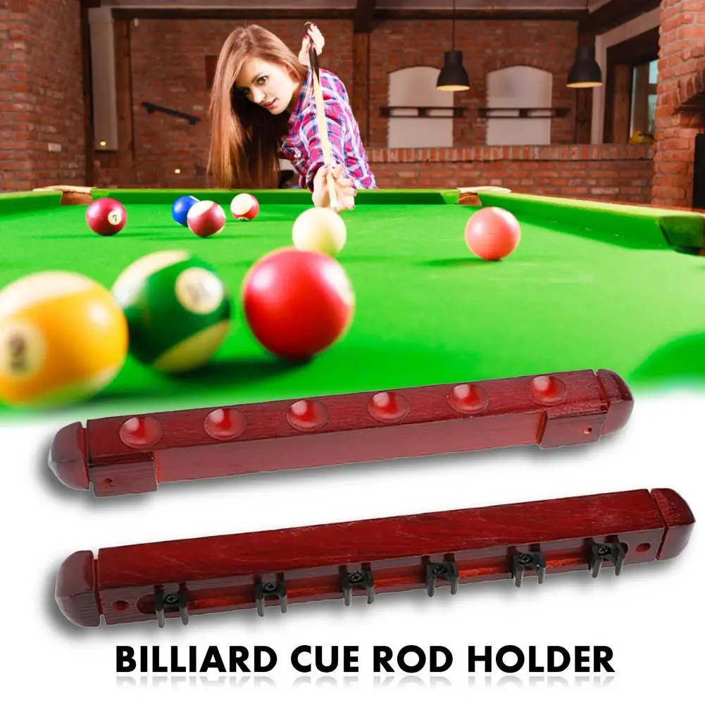 New Billiard Wood Rack Holder Wall Mounted Hanging Professional 6-Hole Wooden Billiard Cue Holder Accessories Billiard Cue Rack