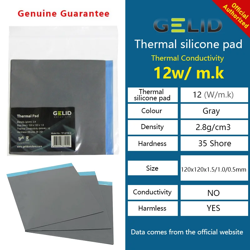 GELID-GP-EXTREME Silicone Thermal Pad, CPU, GPU Placa Gráfica, Motherboard, Alto Desempenho, Dissipação de Calor, Multi-Size, 12W