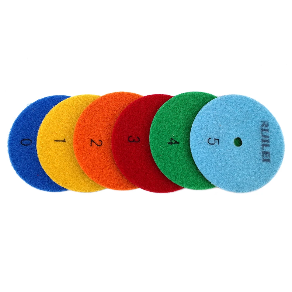 RIJILEI 6PCS 4 Inch Dry Polishing Pad Flexible Resin 100mm Diamond Polishing Pads For Marble Concrete Floor Grinding Disc