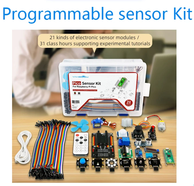 Custom Programmable sensor Kit with 21 Electronic modules based on Raspberry Pi Pico development board