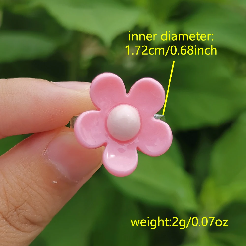 Lost Lady New 2021 Korean Multicolor Flower Rings Cute Finger Rings for Girls Women Jewelry Gift Party Accessories