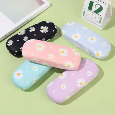 Portable Glasses Case Daisy Flower Sunglasses Bags Reading Eyeglasses Box Women Eyewear Protector Storage Hard Eyeglasses Cases