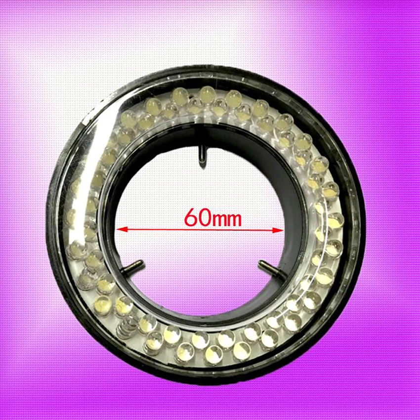 60mm Adjustable Microscope Ring Light 6500K 60 LED Ring Light Illuminator with Dimmer for Stereo Microscope, Camera, Phone