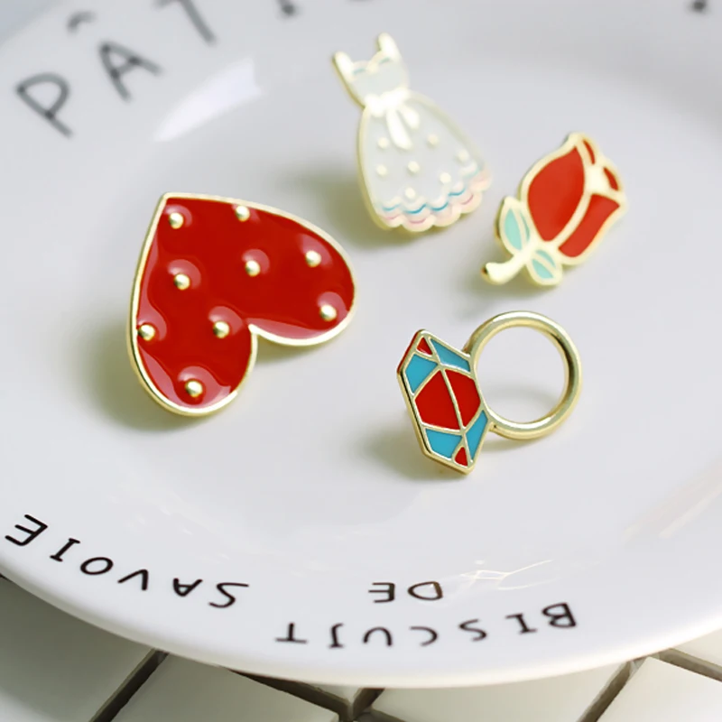 Cartoon Enamel Pins Fashion Chicken Legs Carrot Tree Cactus Guitar Heart Brooches Clothes Hat Lapel Pin Badge Kids Jewelry Gifts