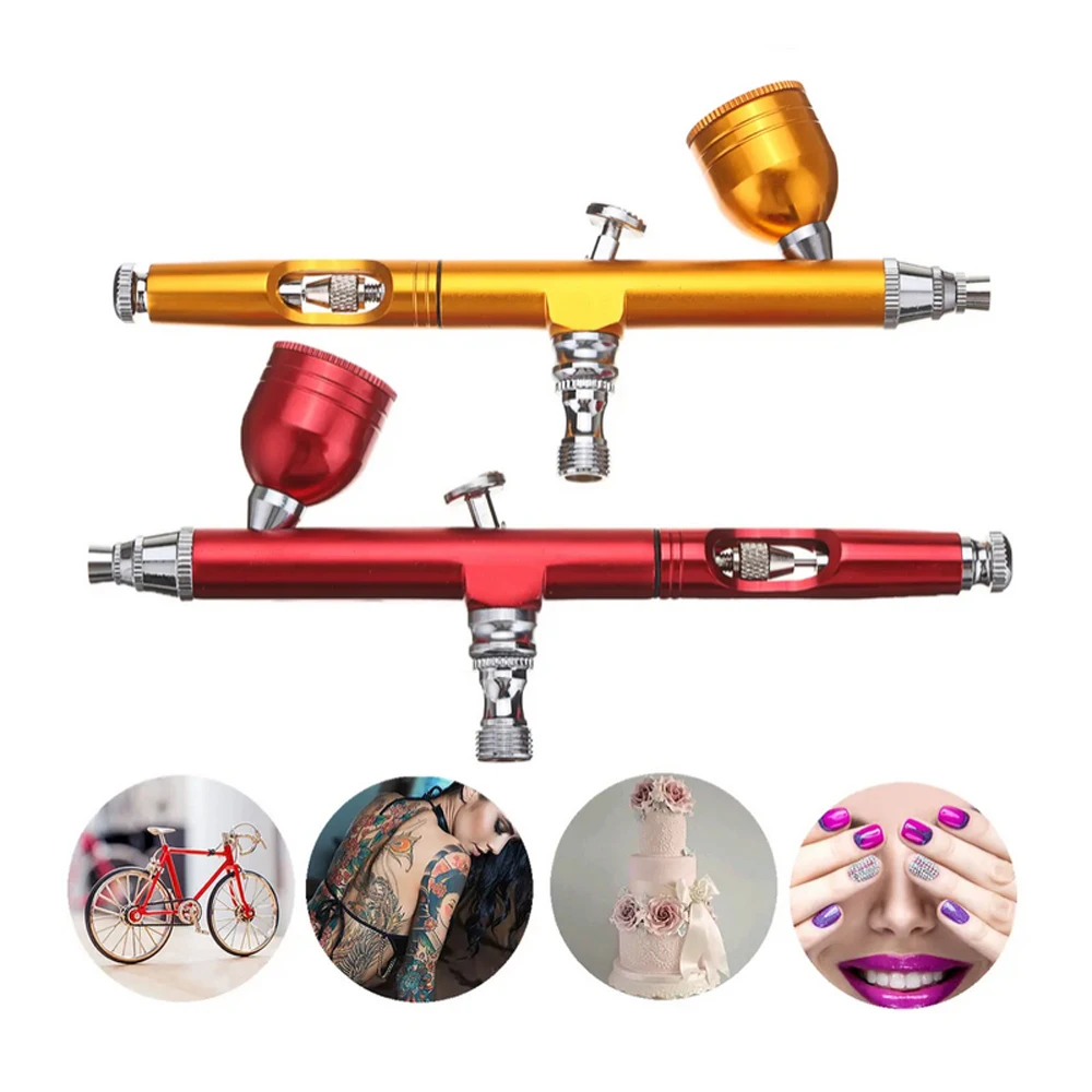 Airbrush Tool Dual Action Gravity Feed 0.3mm Nozzle Spray Gun Cake Decorating Brushes For Nail Manicure With Wrench Straw