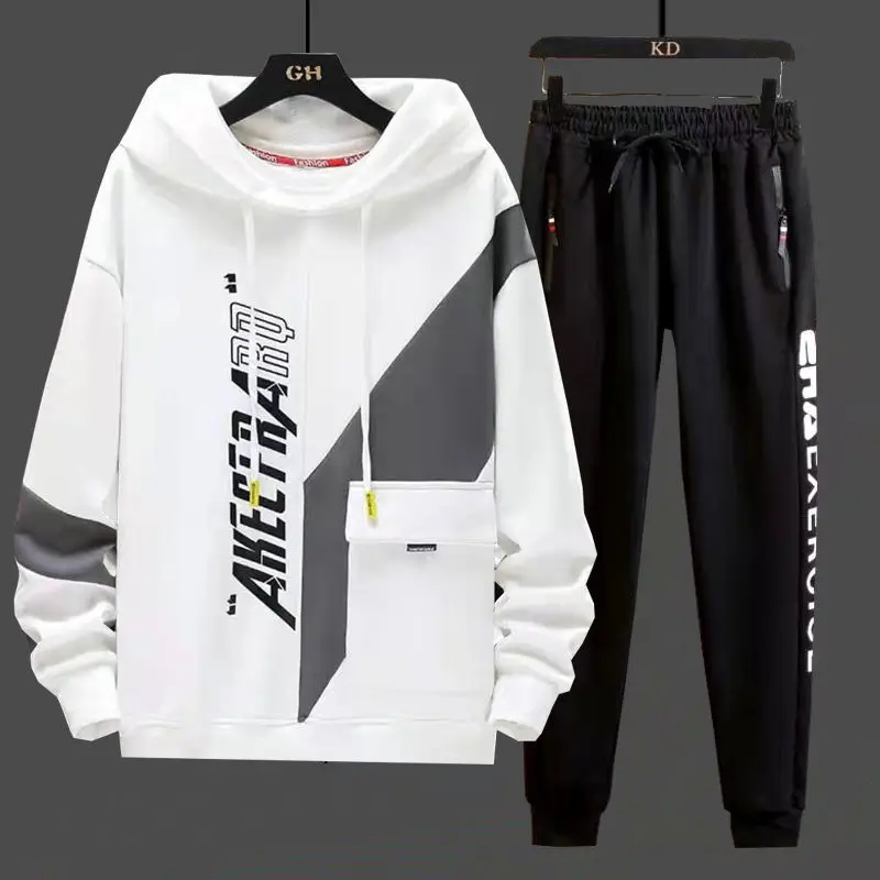 Primavera autunno set da uomo Harajuku Fashion Joggers set uomo Casual uomo abbigliamento Streetwear tuta con cappuccio uomo set di due pezzi