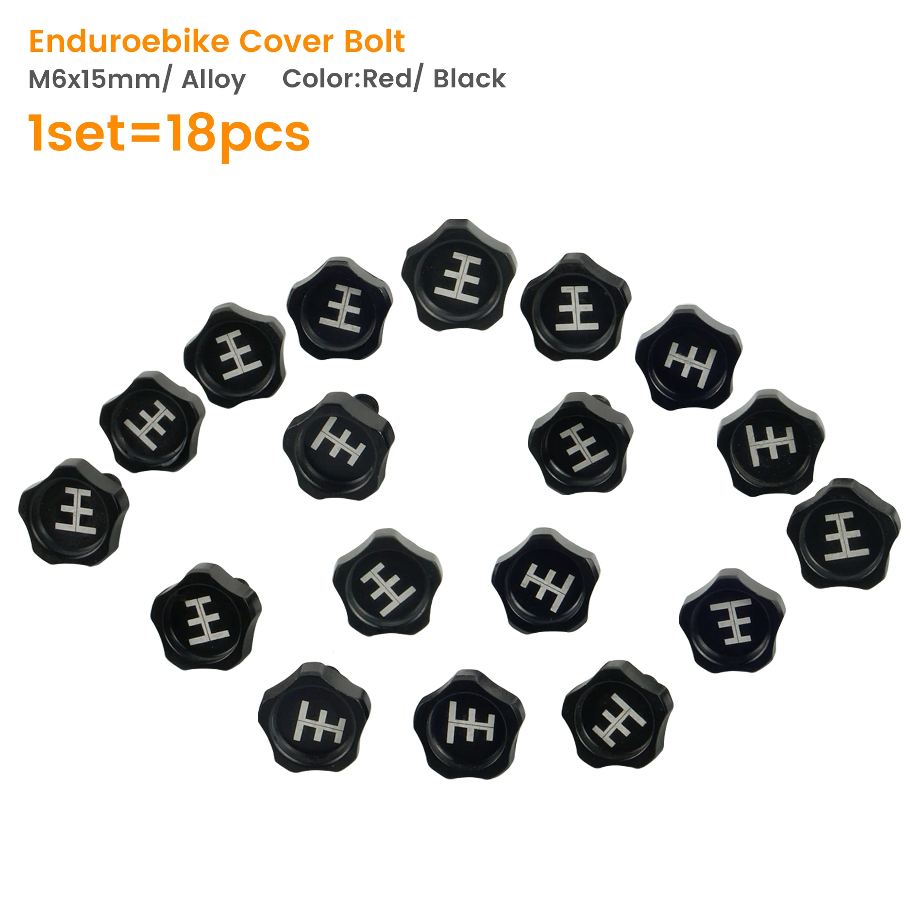 Enduroebike Cover Bolt M6x15mm/ Alloy/ 1set/ 18pcs/ Red/ Black