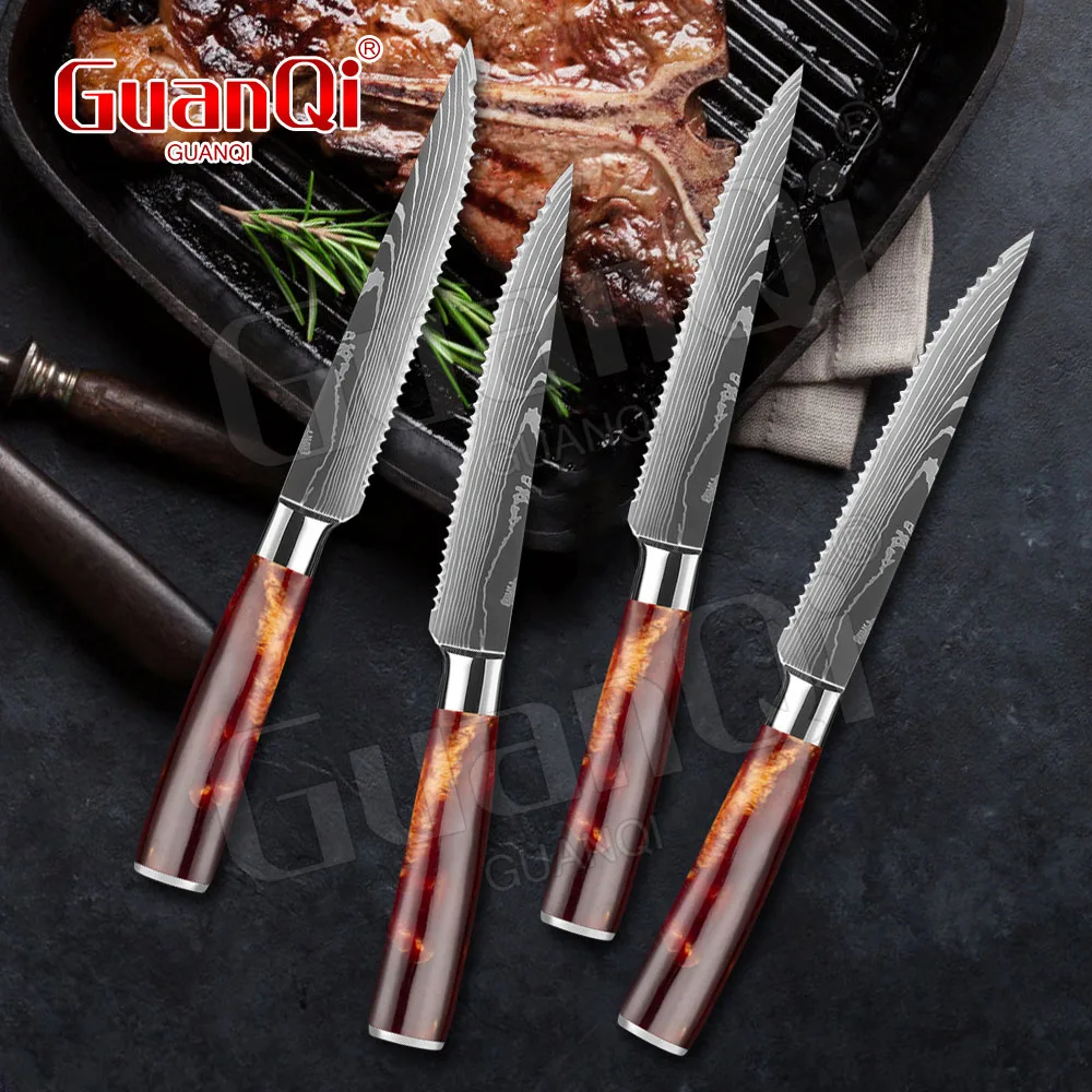 Stainless Steel Serrated Meat Slicing Knife Sharp Steak Knife Set High Quality Multipurpose Restaurant Cutlery Chef Knives