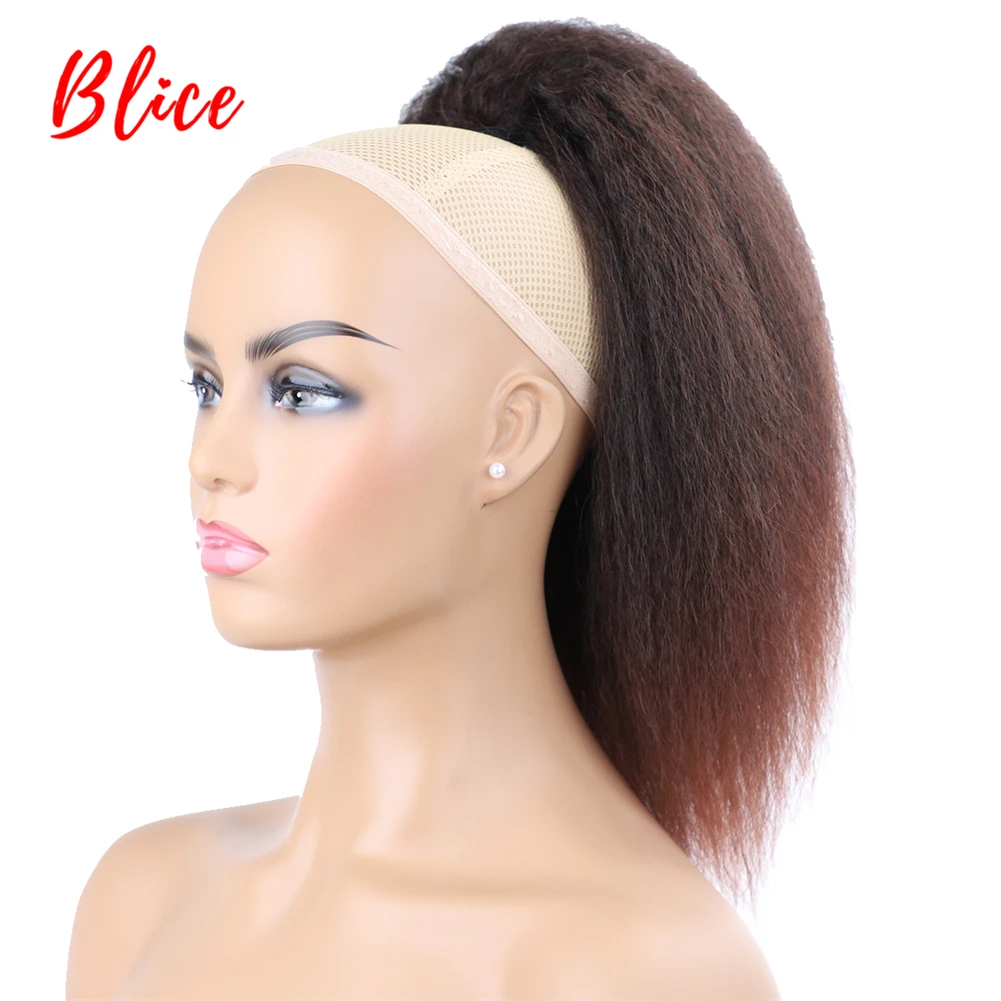 Blice-extensiones de cabello sintético resistente al calor, pelo liso rizado con dos coleteros de plástico, 14 ", 1B/33