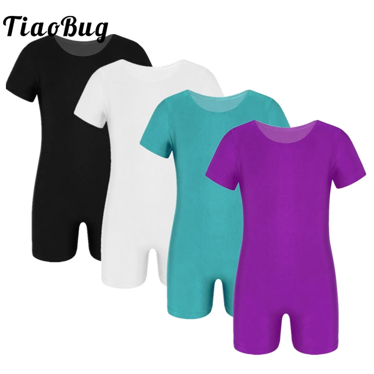 

Leotards for Girls Boys Gymnastics Kids Children Short Sleeves Biketard Dance Unitards Ballet Dance Costume Practice Wear