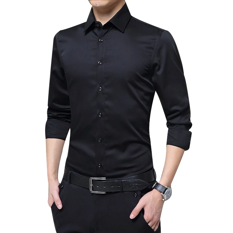 Men Long Sleeve Shirts Slim Fit Solid Business Formal Shirts for Autumn High Quality Solid Male Clothing Fit Business Shirts