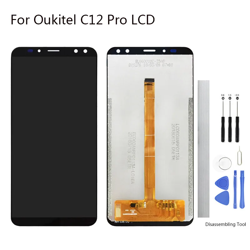 6.18''For Oukitel C12 Pro LCD Display+Touch Screen Screen Digitizer Assembly Repair Parts+Tools +Adhesive For Oukitel C12 Pro