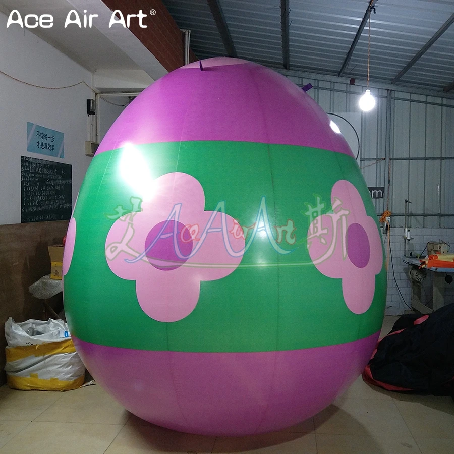 Custom Design 3m/10ft Inflatable Easter Egg With Pink Flower Printing Outside Indoor Easter Decorations Made By Ace Air Art