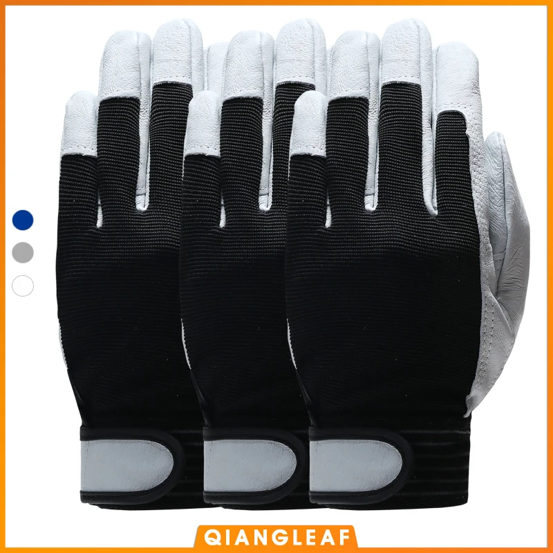 QIANGLEAF 3pcs Hot Sale D Grade Leather Glove Work Gloves Wear-Resistant Safety Working Gloves Men Mitten Free Shipping 508