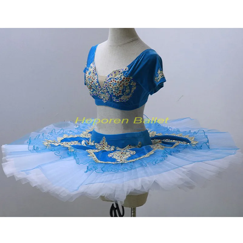 New Arrival Swan Ballet Dress For Competitio turquoise Color, Professional top and skirt Split ballet TUTU for Le Corsaire