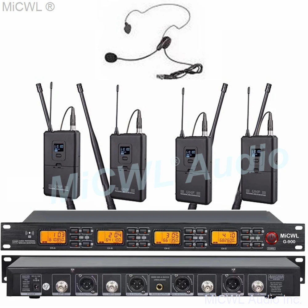 Top Quality 400 Channel Wireless Microphone System Handheld Headset Lavalier Stage Performance Karaoke Mic Set MiCWL G900