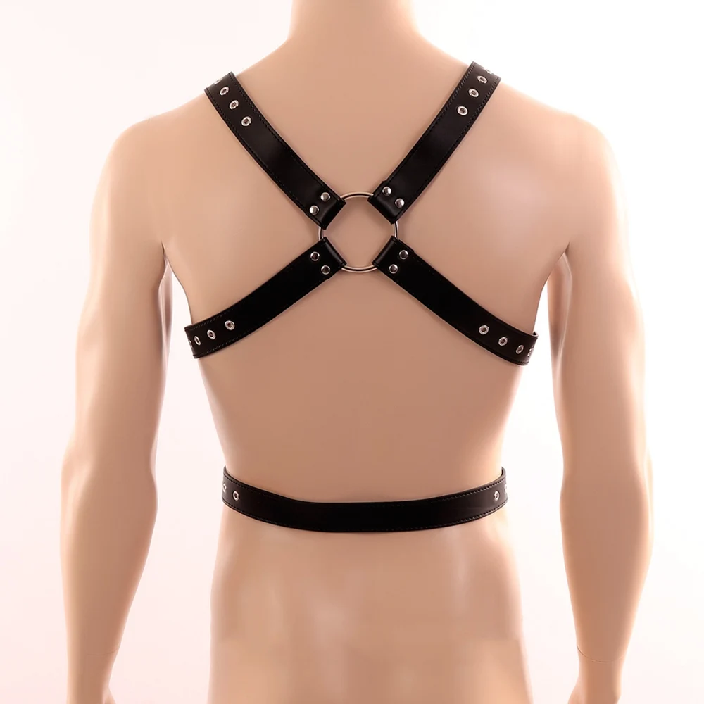 Tali Kekang Seluruh Tubuh Pria Kulit Goth untuk Ikat Pinggang Suspender Sabuk Bdsm Aksesori Set Lingerie Erotis Pakaian Hangat Erotis