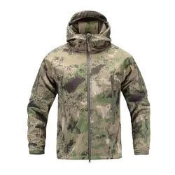 Windproof Waterproof Thermal Softshell Jacket Fleece Lined Hooded Coat for Men Hunting Fishing Hiking Winter Outdoor M-4XL