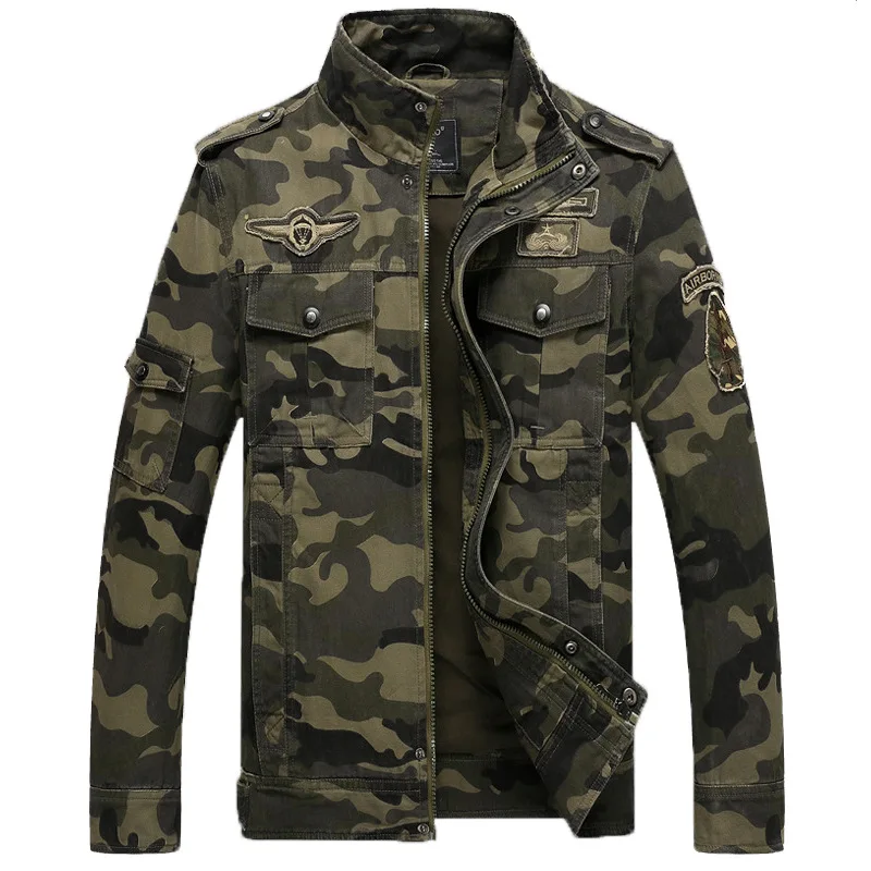 

Military Camouflage Jacket Men Embroidery Casual Cotton Coats Outwear Windbreaker Bomber Pilot Army Flight Jacket Male Clothing