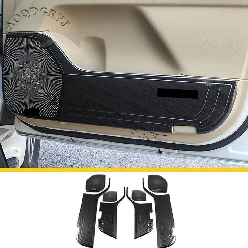 8PCS Black Stainless Steel Car Door Anti-kick Board&Door Horn Cover Moulding Cover Trim For Toyota Land Cruiser LC200 2008-2020