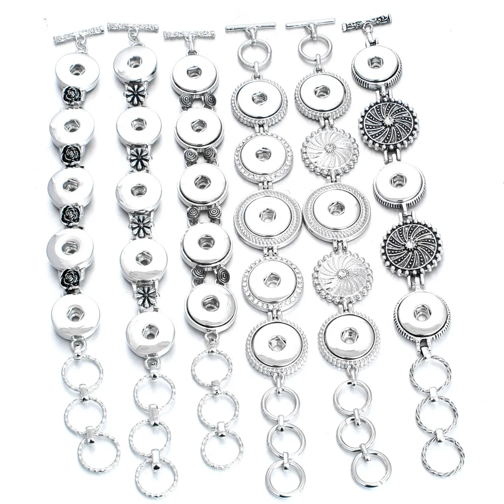 Fashion Snap Jewelry Adjustable Snap Bracelet Fit 18-20mm Snap Button DIY Charm Bracelets Bangles