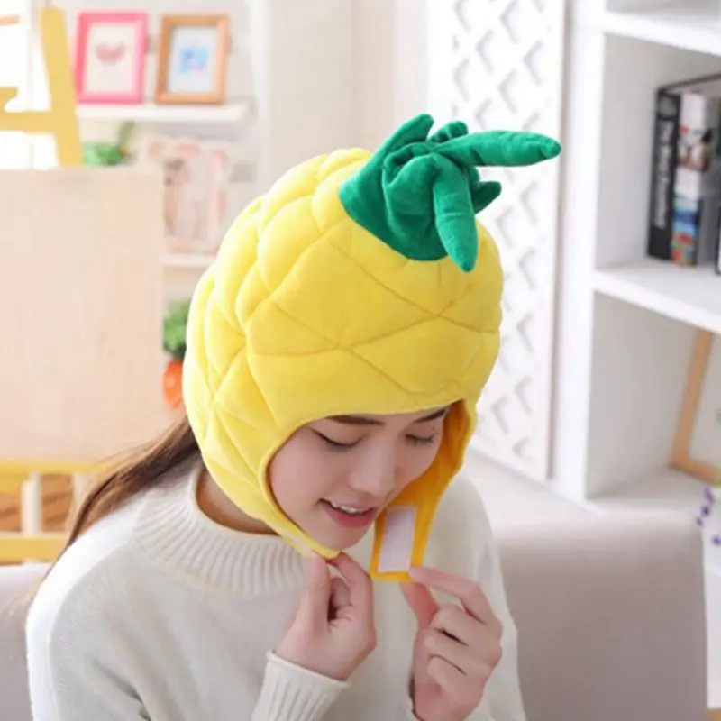 Funny Pineapple Fruit Plush Hat Christmas Cosplay Party Costume Cap Photo Prop 649C