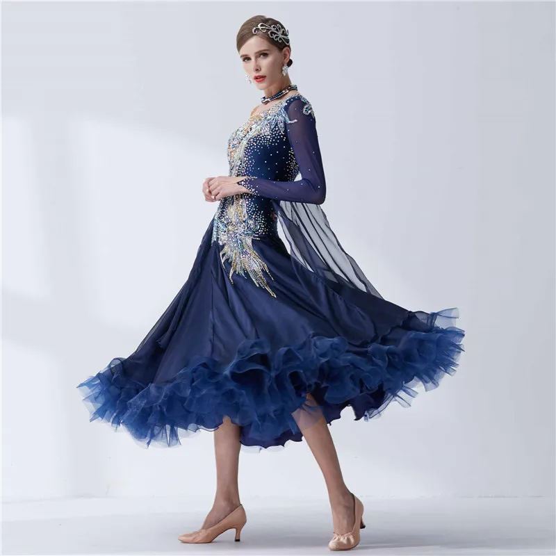 B-19421 High-end Custom-made Modern Waltz Tango Ballroom Dance Dress, Smooth Ballroom Dress, Ballroom Dress For Sale