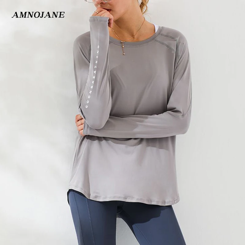 Sport Top Fitness camicia da corsa a maniche lunghe camicetta da donna palestra allentata Plus Size allenamento Top camicie da Yoga giacca abiti da ginnastica