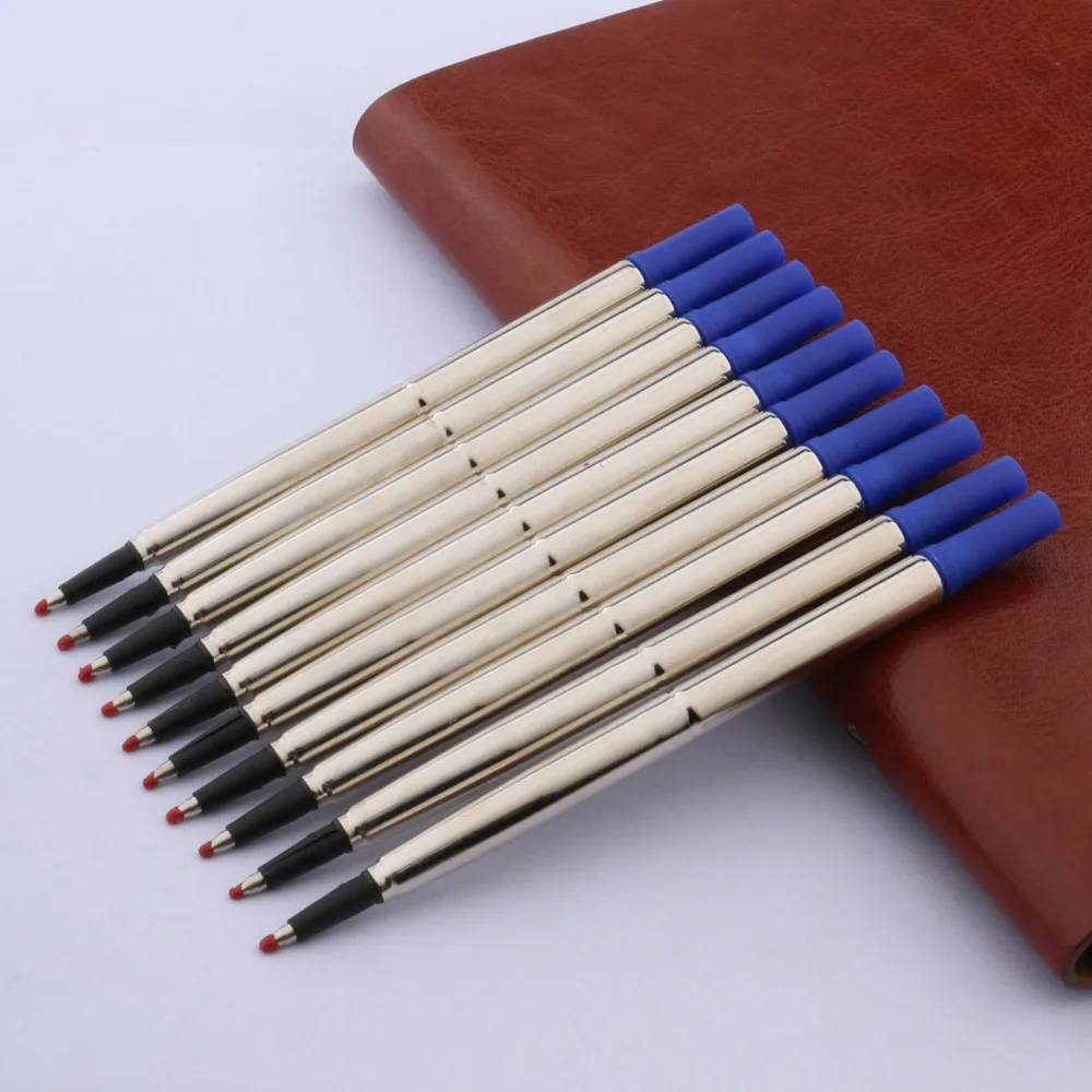 10pcs metal Blue Good Quality 0.7mm Rollerball Pen Refills