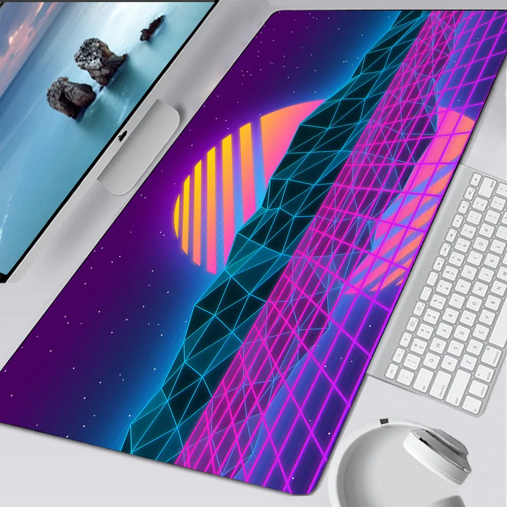 Retrowave podkładka pod mysz Art Desk zestawy gumowany dywan fioletowy maty podkładka pod mysz komputer spersonalizowany dywan duża podkładka pod mysz Gamer dywan