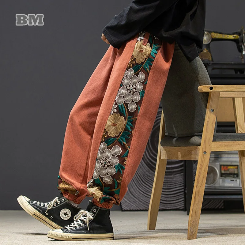 Frühling Herbst Mode plus Größe Freizeit hose Männer Kleidung Stickerei Patchwork Harem Hose übergroße Harajuku Jogger männlich