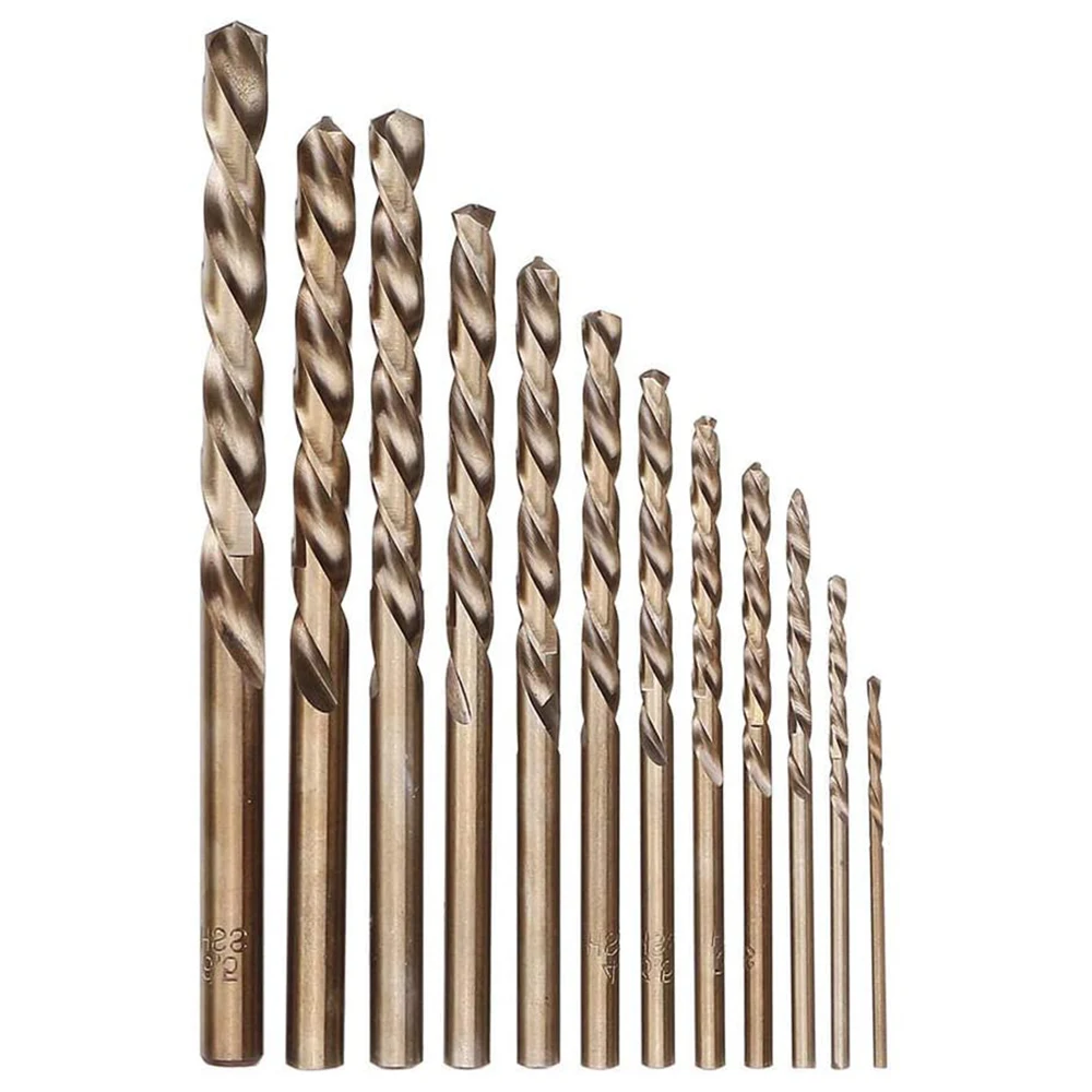 13Pcs/Set 1.5-6.5mm Cobalt Coated Twist Drill Bit Set HSS M35 Gun Drill Bit for Wood/Metal Hole Cutter Tools HSS Drilling Bit